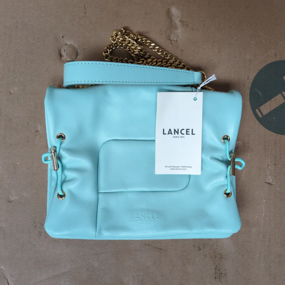 LANCEL PARIS LEATHER HANDBAG – BLUE WITH CHAIN STRAP