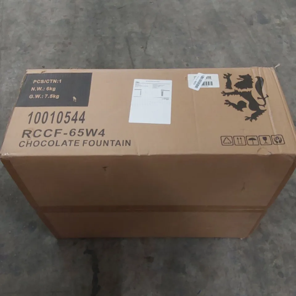 PALLET OF ASSORTED HOUSEHOLD ITEMS AND CONSUMER PRODUCTS TO INCLUDE; CHOCOLATE FOUNTAIN, COFFEE TABLE, CAMPING EQUIPMENT, BOXED FURNITURE ETC 