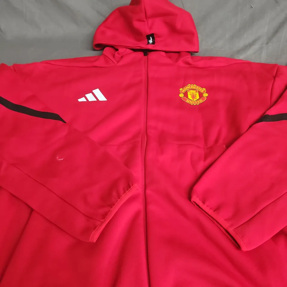 ADIDAS MANCHESTER UNITED TRAINING HOODED JACKET – RED - LARGE