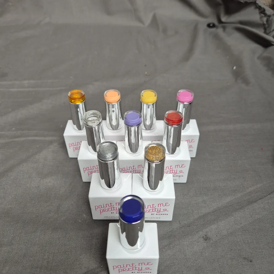 LOT OF 10 PAINT ME PRETTY BY ALEASHA GEL NAIL VARNISH - ASSORTED COLOURS - 20ML