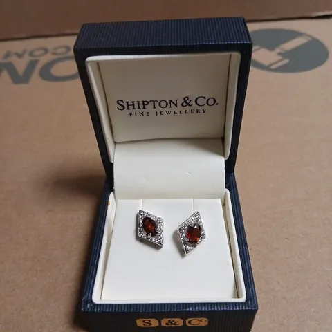 SHIPTON & CO HALO RED GEMSTONE STUD EARRINGS 