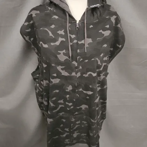 BIGDUDE ZIP UP HOODED VEST IN CHARCOAL CAMO SIZE 4XL