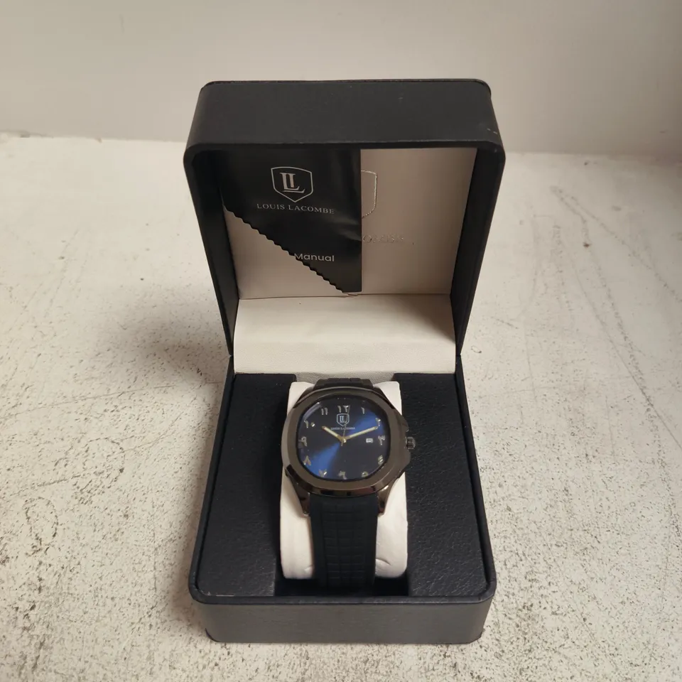 LOUIS LACOMBE WRISTWATCH – BLUE DIAL, RUBBER STRAP IN BOX