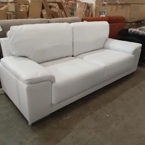 KANSAS 3 SEATER SOFA, WHITE PREMIUM FAUX LEATHER