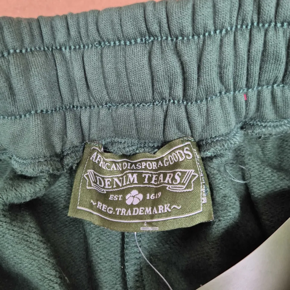 DENIM TEARS X AFRICAN DIASPORA GOODS SHORTS – GREEN, SIZE M, MADE IN PORTUGAL