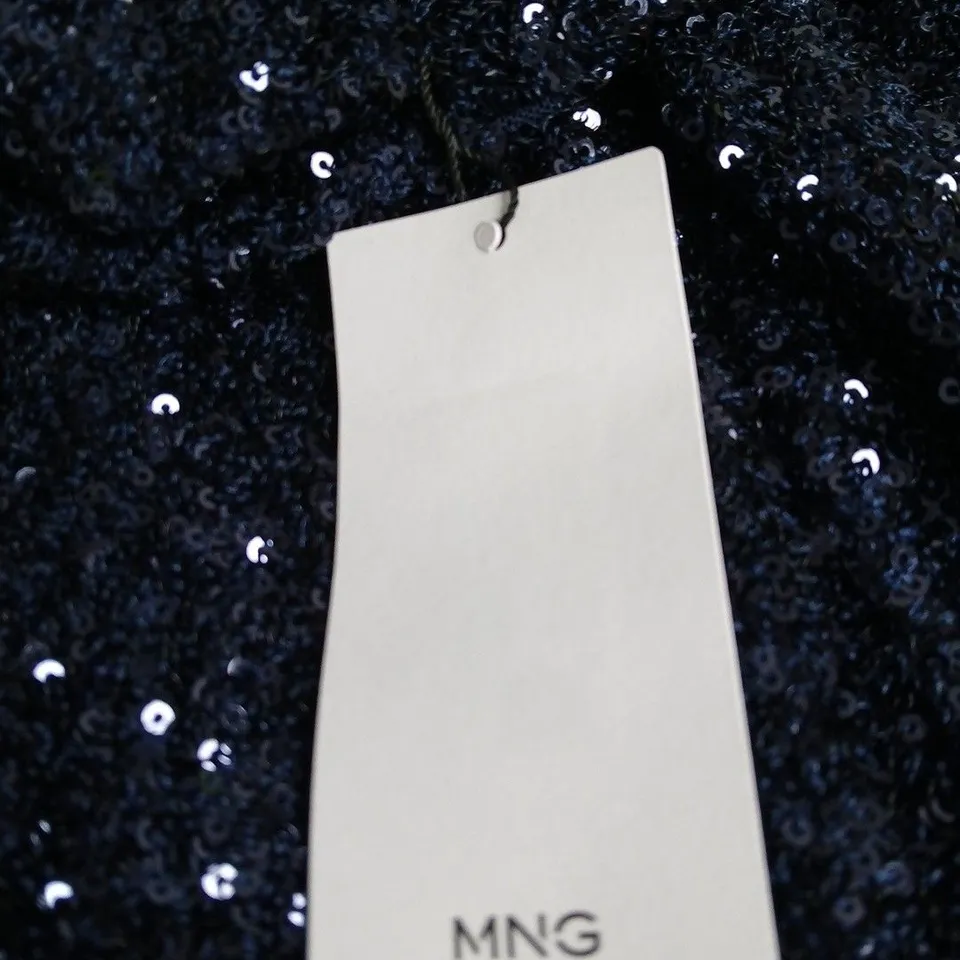 MANGO NAVY SEQUIN DRESS – SHORT SLEEVE, SIZE S