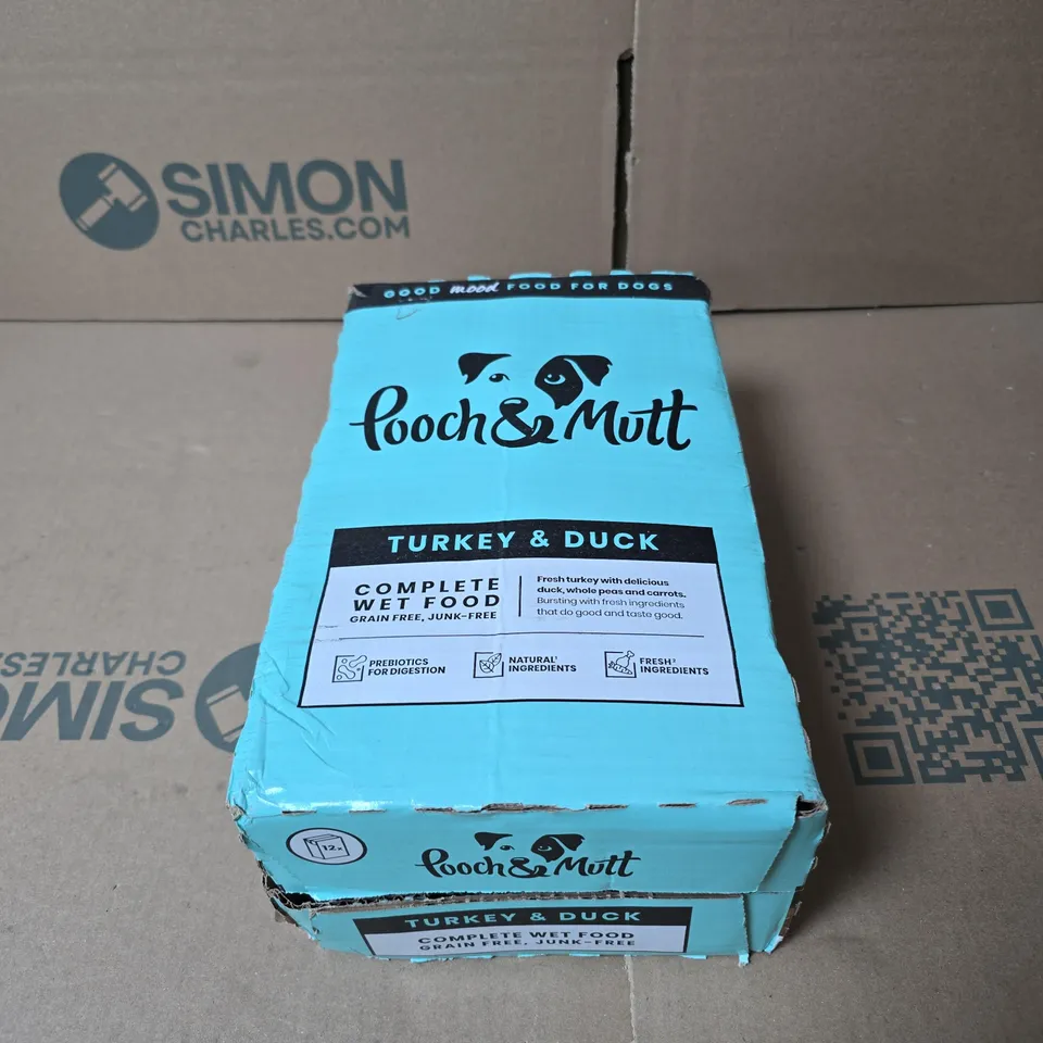 POOCH AND MUTT 12 PACK DOG FOOD TURKEY & DUCK COMPLETE WET FOOD BOXED