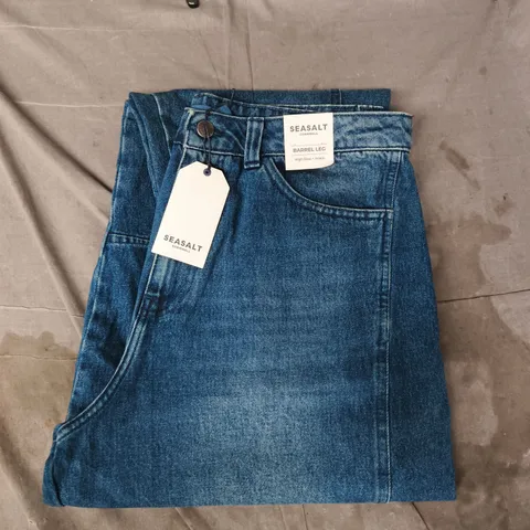 SEASALT CORNWALL GWENVER BARREL LEG JEANS IN BLUE SIZE UK 16