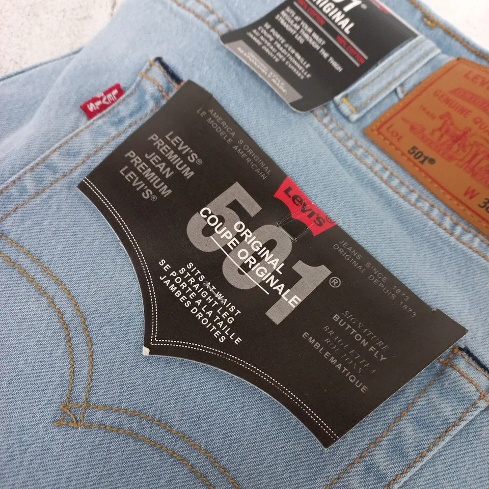 LEVI'S 501 ORIGINAL JEANS – MEN'S DENIM, WAIST 38 LENGTH L, BLUE (LONG SHORTS)