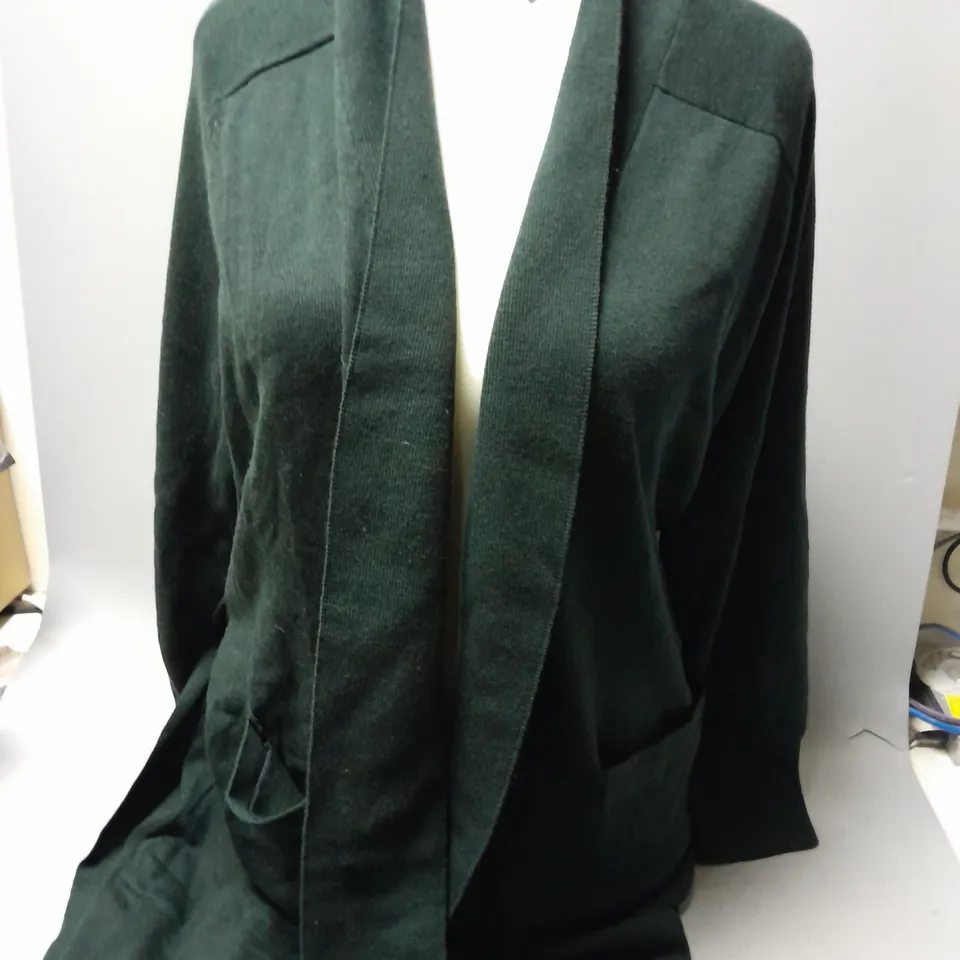 HEN DE JIFI OPEN FRONT CARDIGAN IN GREEN SIZE XL