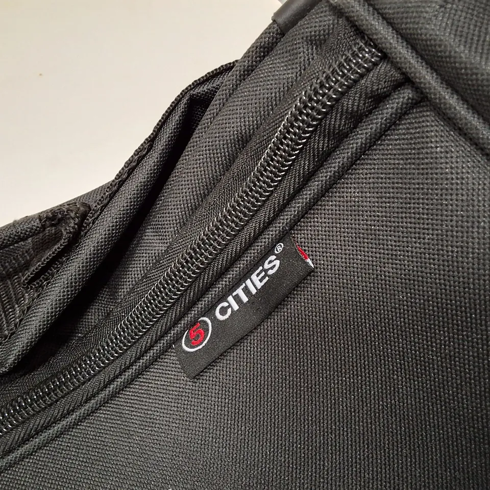5 CITIES LUGGAGE ON WHEELS – BLACK SOFT-SIDED CARRY-ON BAG
