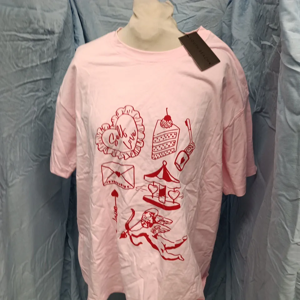SOUTH BEACH PINK WOMEN'S T-SHIRT – GRAPHIC PRINT, XL