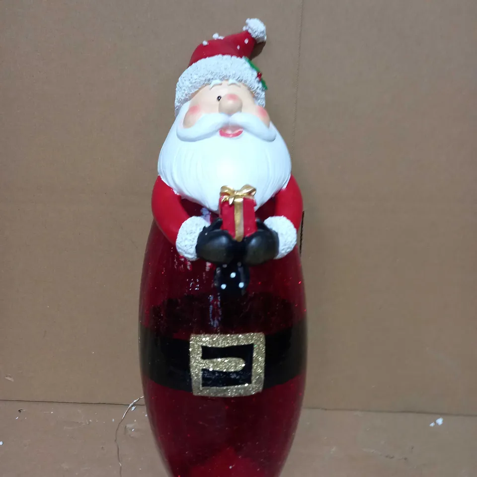FESTIVE PRE-LIT LARGE GLASS CHRISTMAS CHARACTER - SANTA
