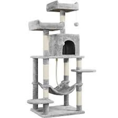 BOXED YAHEETECH 138.5CM CAT TREE WITH SCRATCHING POSTS - GREY 