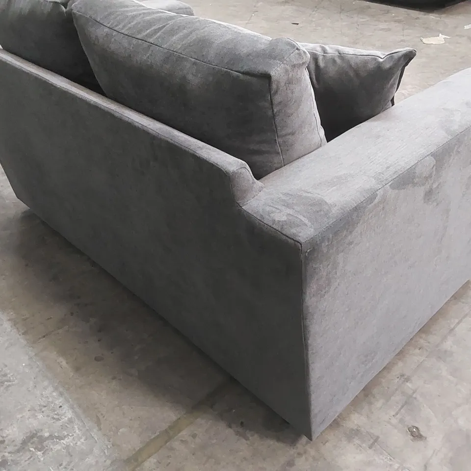 DESIGNER VALENCIA SMALL 2 SEATER GREY FABRIC UPHOLSTERED SOFA 