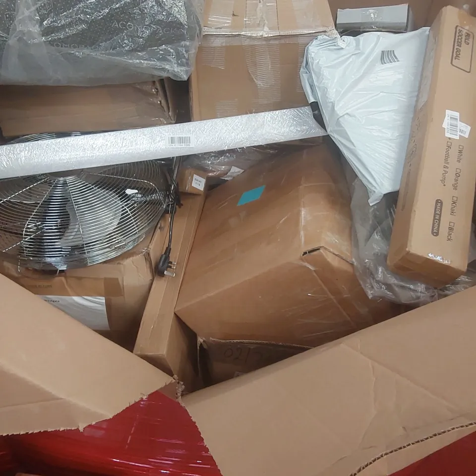 PALLET OF ASSORTED PRODUCTS AND ITEMS TO INCLUDE; BEDSIDE COMMODES,TOILET SEAT COVER,AIR COOLER