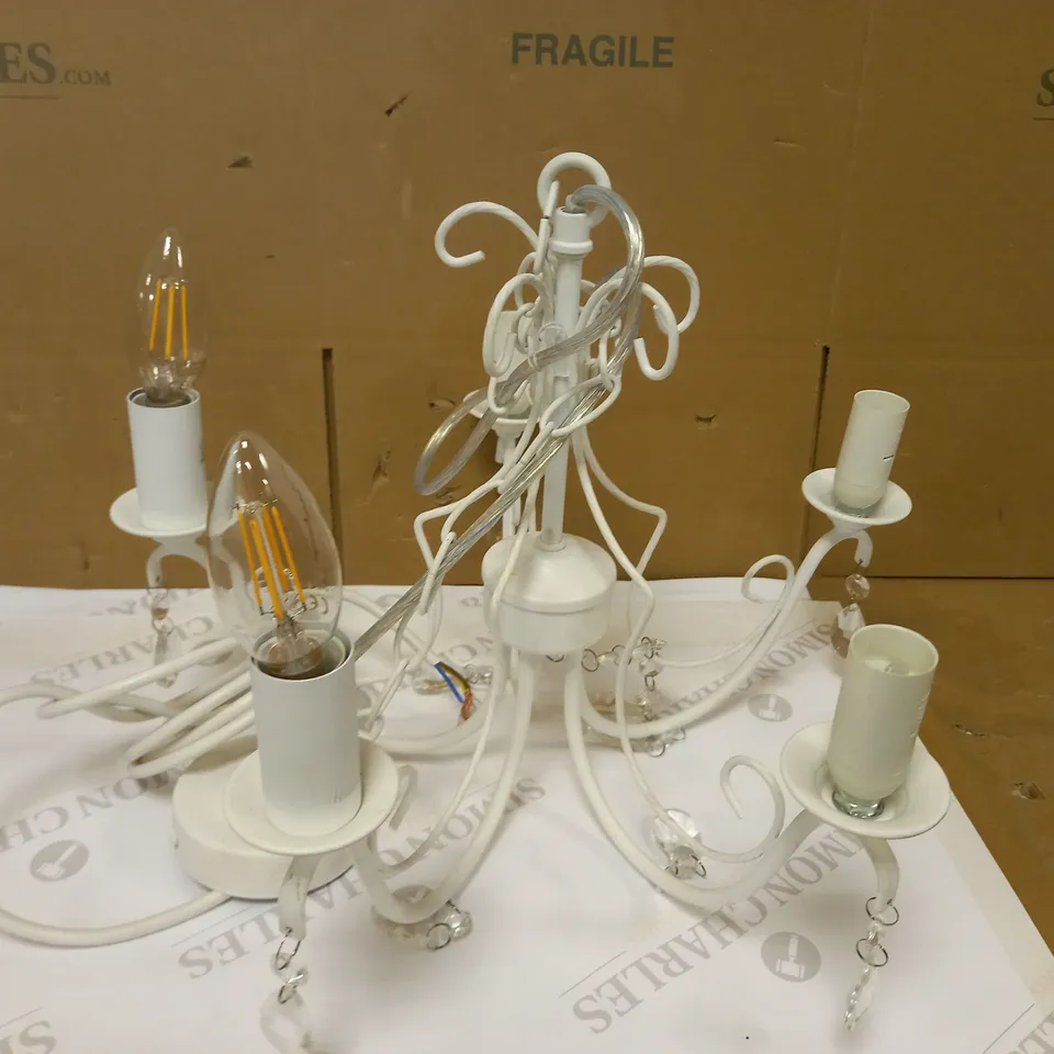 DESIGNER 5 LIGHT CHANDELIER IN WHITE