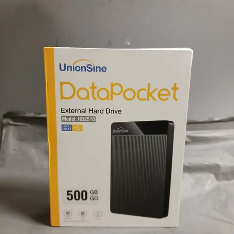 SEALED UNIONSINE DATA POCKET EXTERNAL HARD DRIVE 500GB