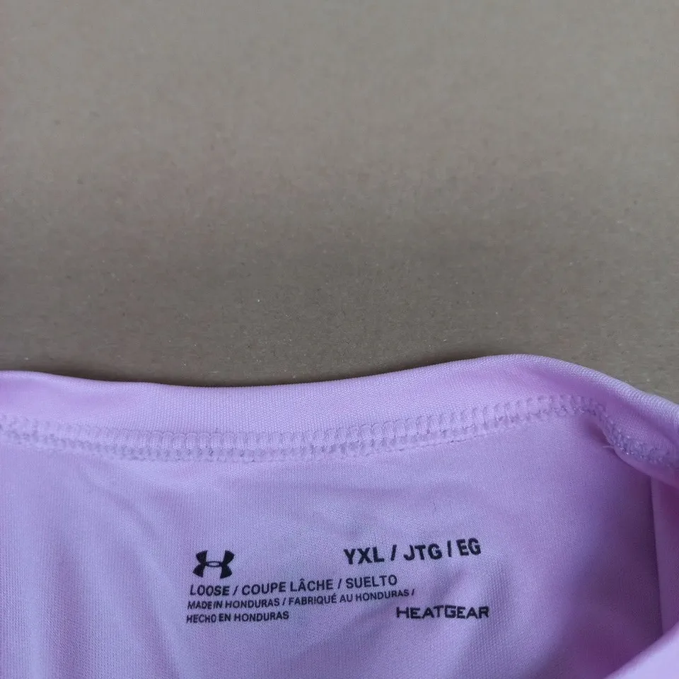 UNDER ARMOUR HEATGEAR PINK T‑SHIRT – LOOSE FIT, SIZE YXL (YOUTH XL) 
