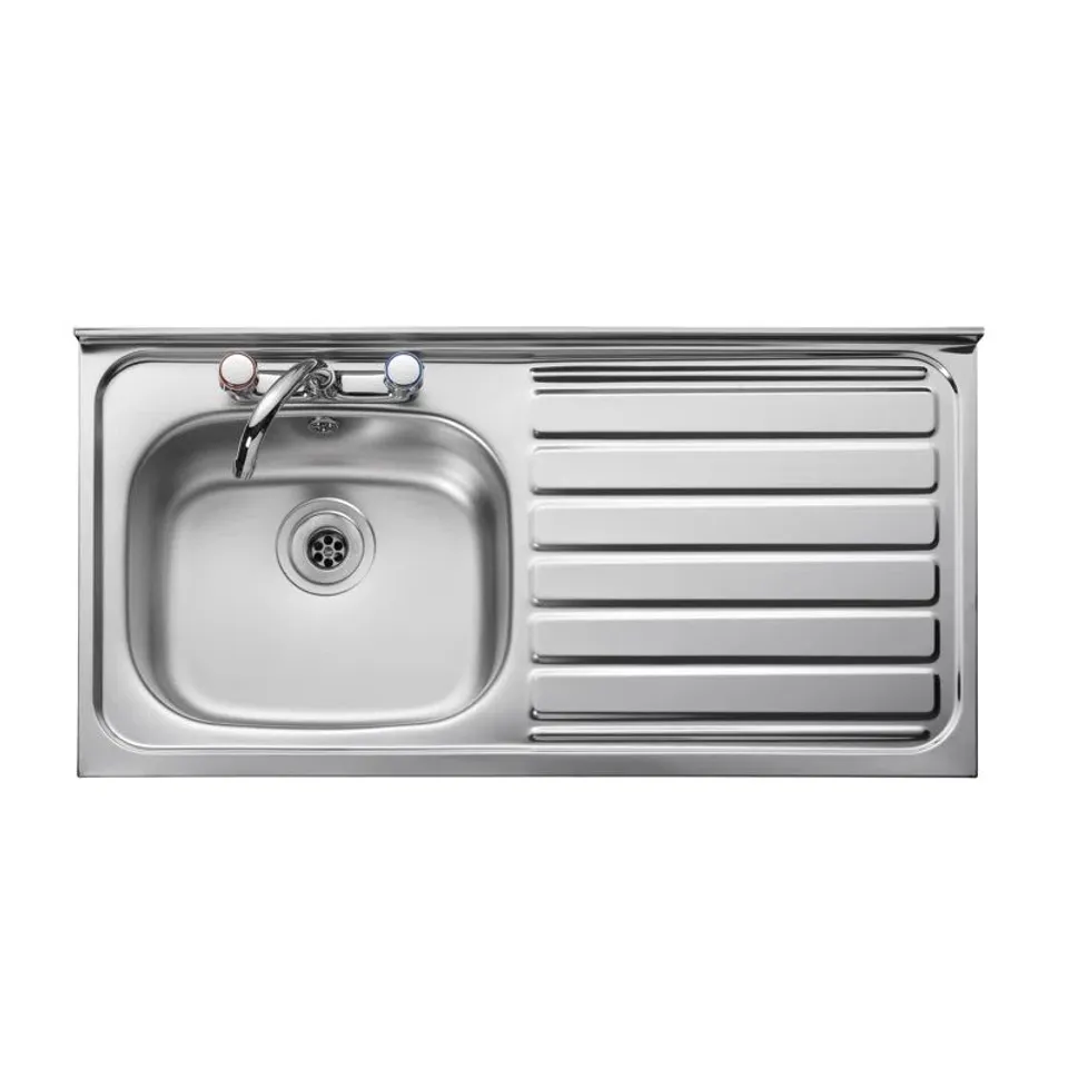 BOXED CONTRACT 1000 X 500MM STAINLESS STEEL SIT ON SINK WITH 1 BOWL