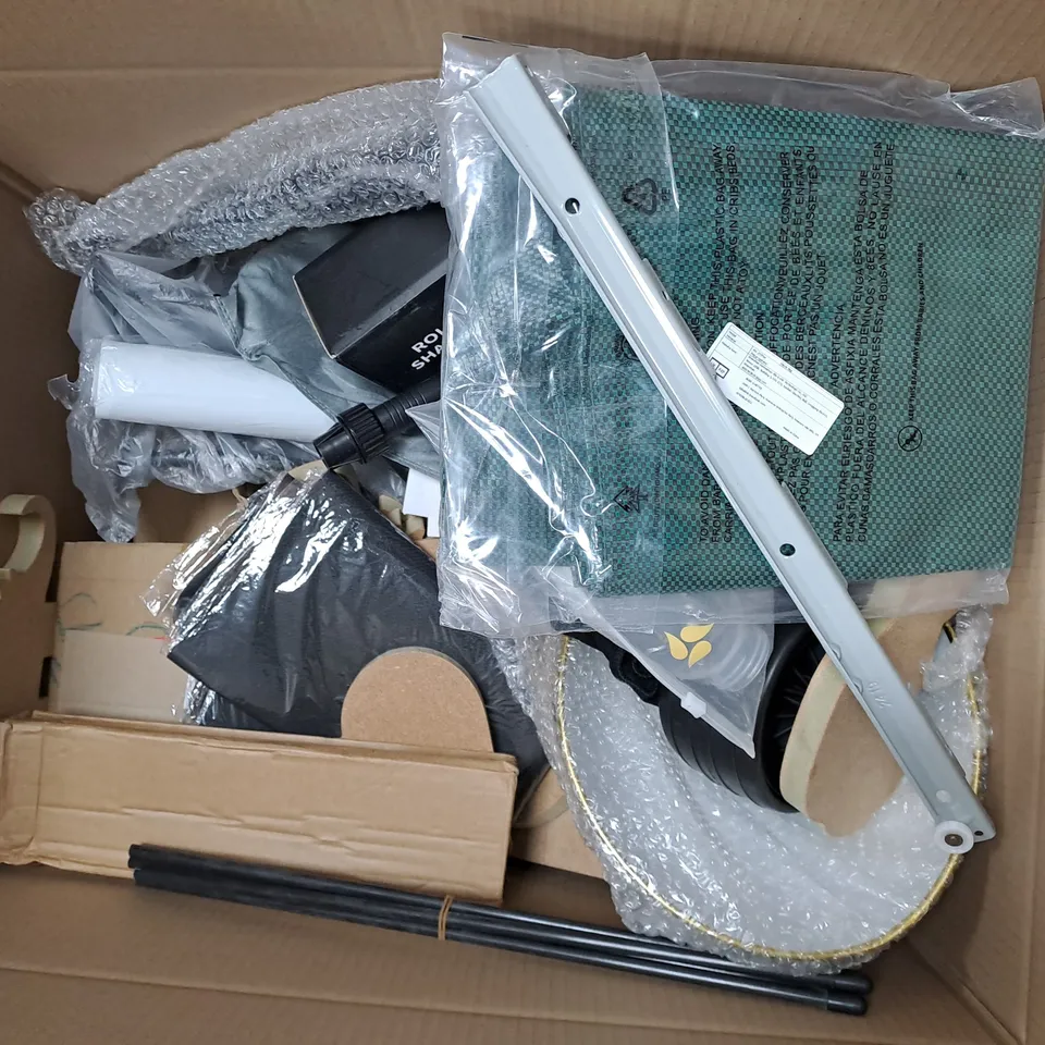 APPROXIMATELY 15 ASSORTED HOUSEHOLD ITEMS TO INCLUDE PILLOW, VIDEO AMPLIFIER, MICROPHONE STAND, ETC - COLLECTION ONLY