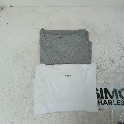 SIMPLY BE WOMEN'S V-NECK T-SHIRTS PAIR – SIZE UK 24, GREY & WHITE