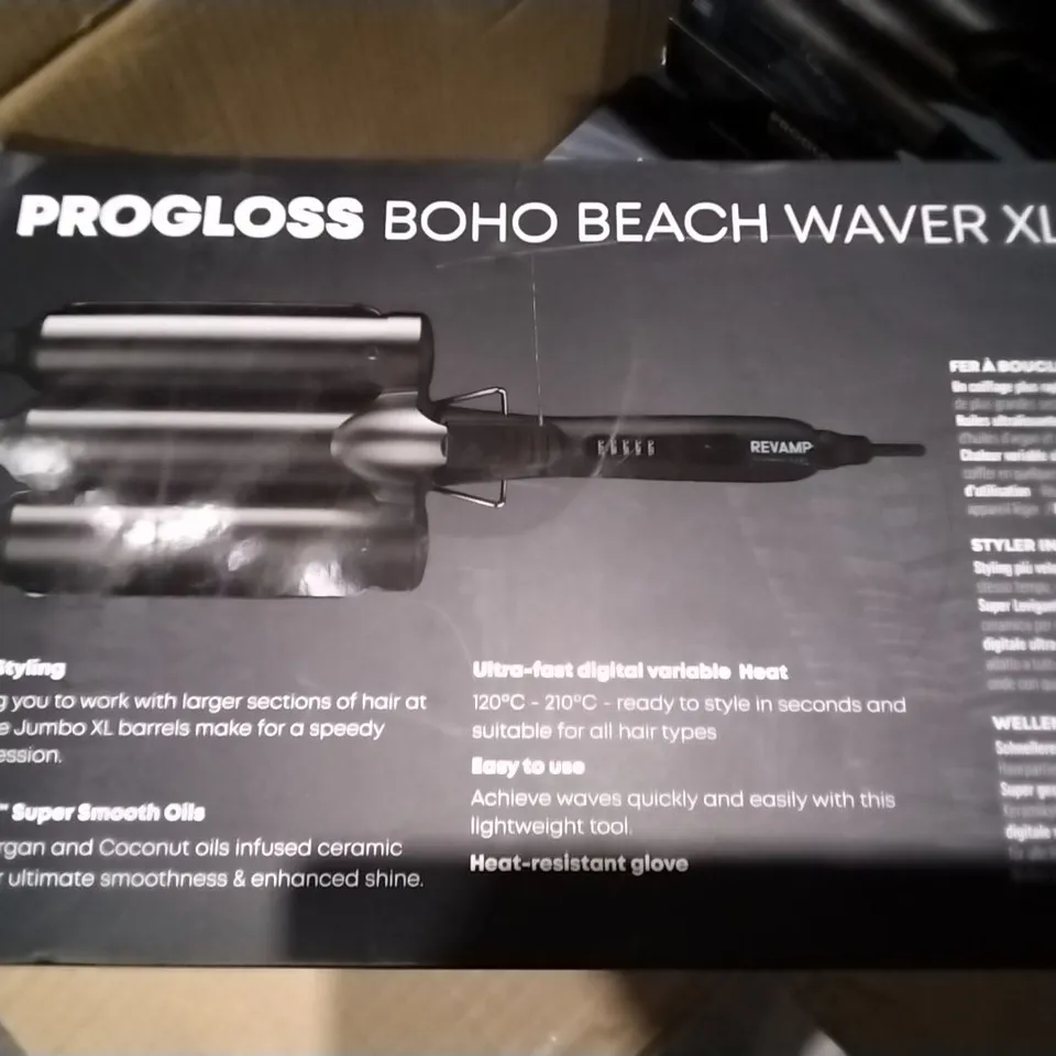 LOT OF 12 BOXED REVAMP PROGLOSS BOHO BEACH WAVER XL - (WV-2500-GB)