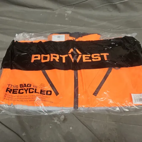 BAGGED PORTWEST HI-VIS 3IN1 PILOT JACKET IN ORANGE/NAVY - XL