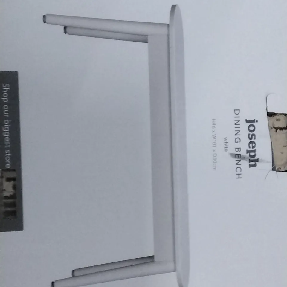 BOXED JOSEPH DINING BENCH IN WHITE - H46 X W101 X D30CM 