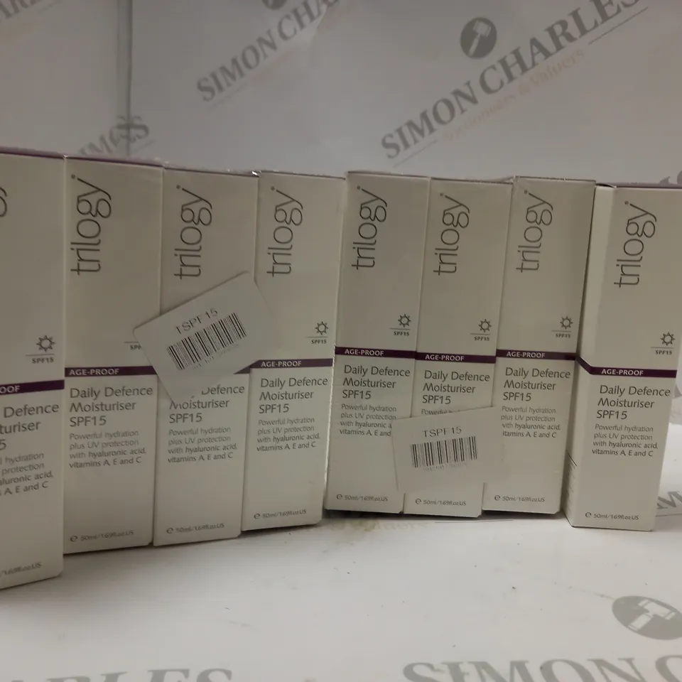 LOT OF 8 TRILOGY DAILY DEFENCE MOISTURISER SPF15