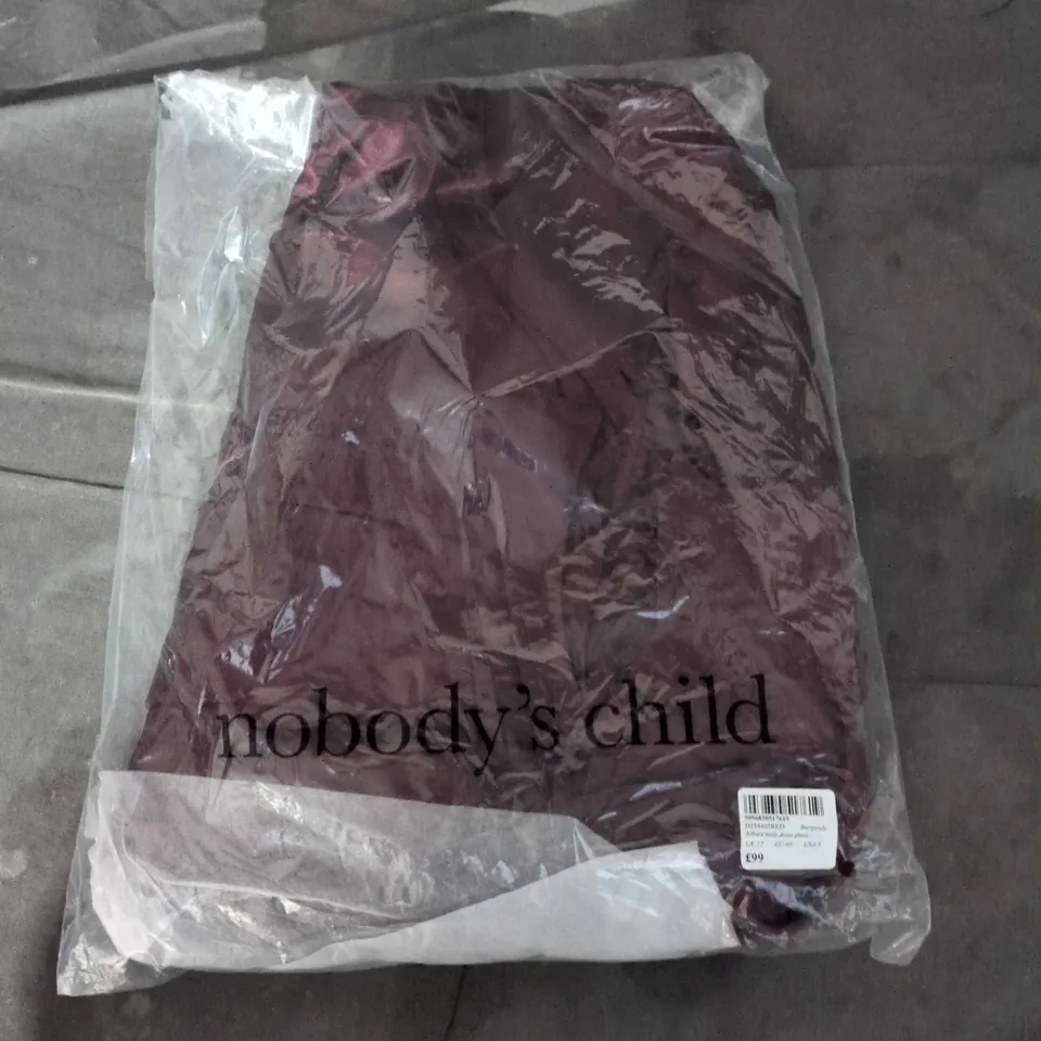 BAGGED NOBODY'S CHILD ALLURA MIDI DRESS - BURGUNDY (PLAIN) - UK 12