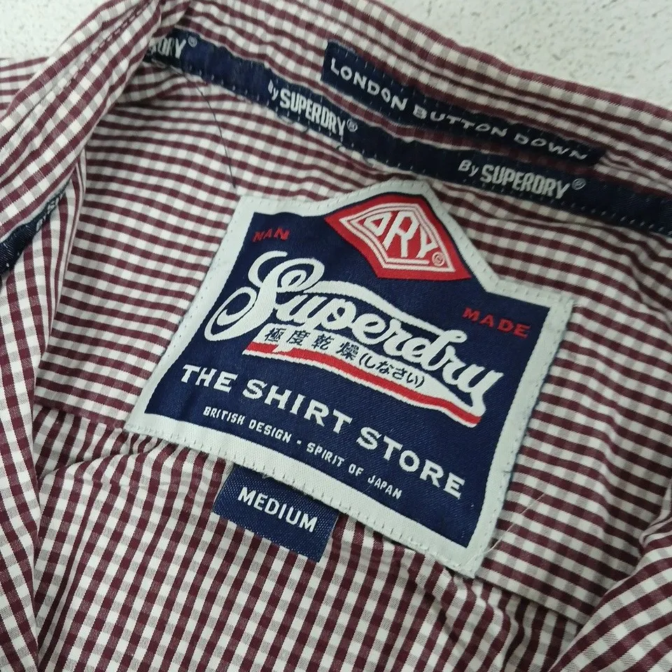 SUPERDRY THE SHIRT STORE CHECKERED SHIRT – BURGUNDY/WHITE, MEDIUM