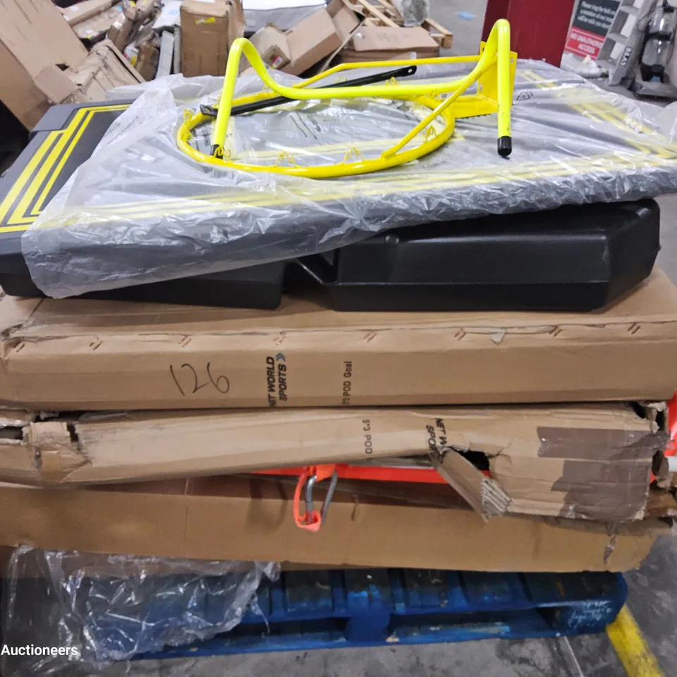 PALLET OF ASSORTED BOXED SPORTS EQUIPMENT & PARTS
