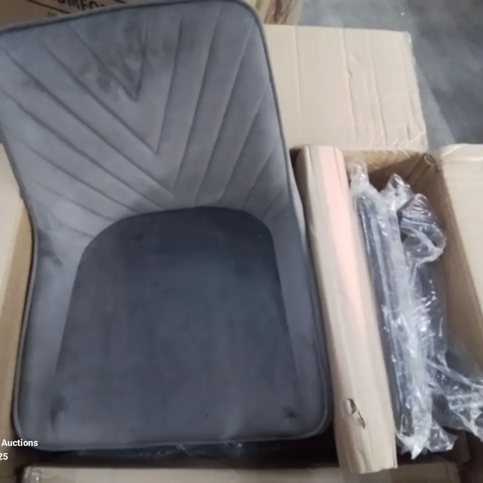 BOXED PAIR OF GREY FABRIC DINING CHAIR