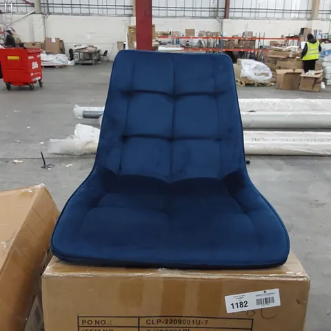 BOXED DESIGNER BLUE VELVET DINING CHAIRS SET OF 2 (1 BOX)