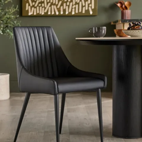 BOXED DANETTI BLAKELY BLACK FAUX LEATHER DINING CHAIR