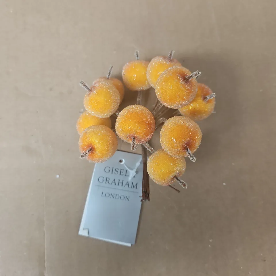 APPROXIMATELY 24 GISELA GRAHAM ARTIFICIAL FROSTED YELLOW MINI BERRY STEMS
