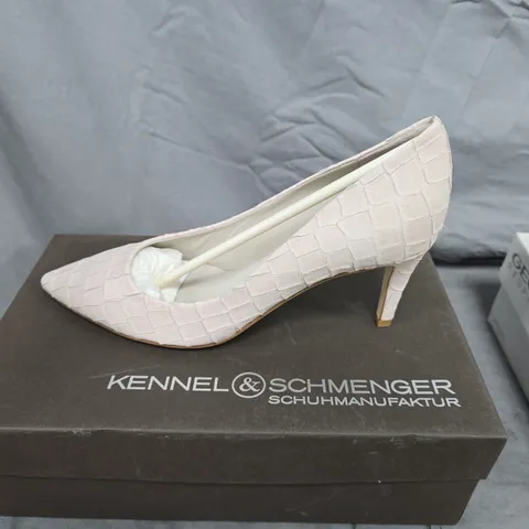 KENNEL & SCHMENGER CROC-EMBOSSED PINK LEATHER HIGH HEELS – KROKO ROSE UK6 (70500)