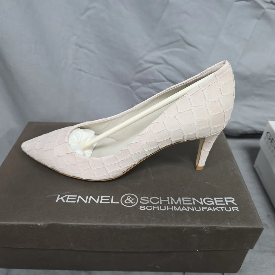 KENNEL & SCHMENGER CROC-EMBOSSED PINK LEATHER HIGH HEELS – KROKO ROSE UK6 (70500)
