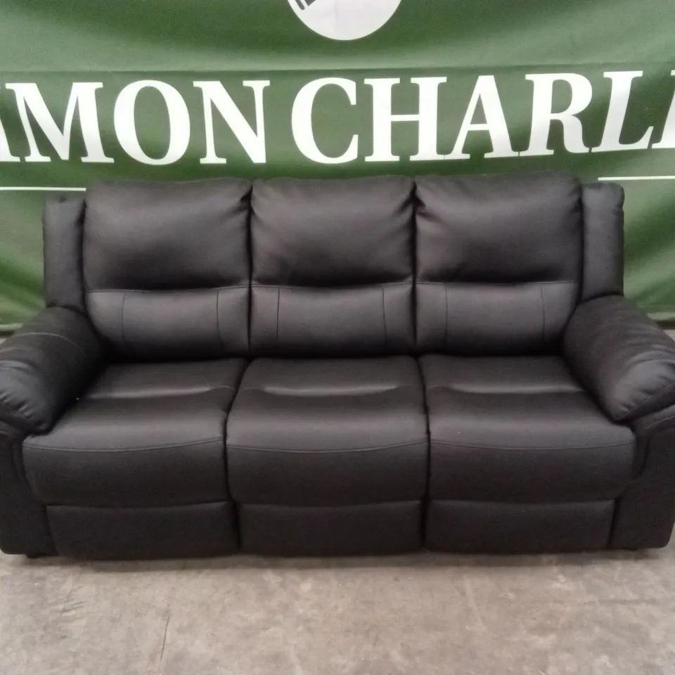 ALBION LUXURY FAUX LEATHER HIGH BACK 3 SEATER SOFA - BLACK RRP £569