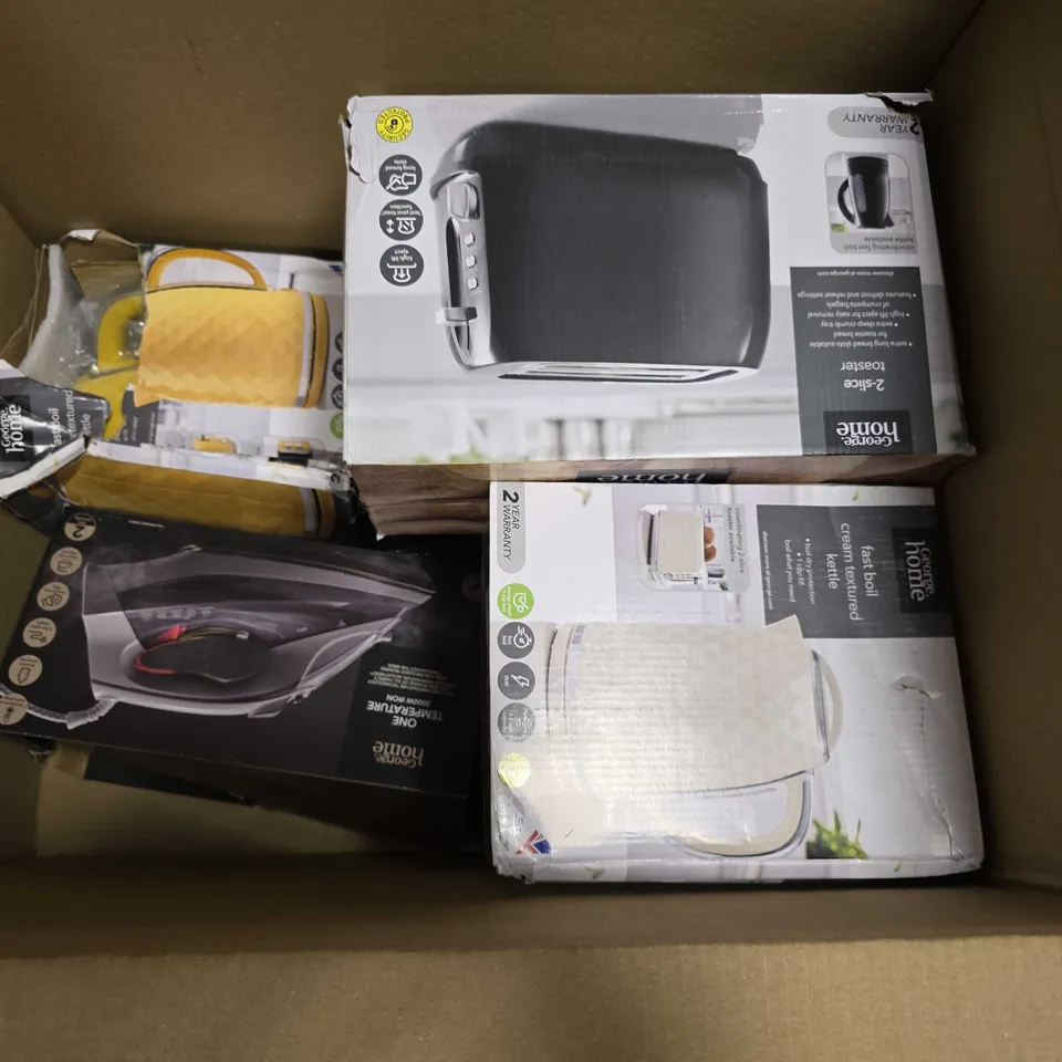 LOT OF 10 ASSORTED HOME APPLIANCES TO INCLUDE KETTLES, STRING LIGHTS AND TOASTERS
