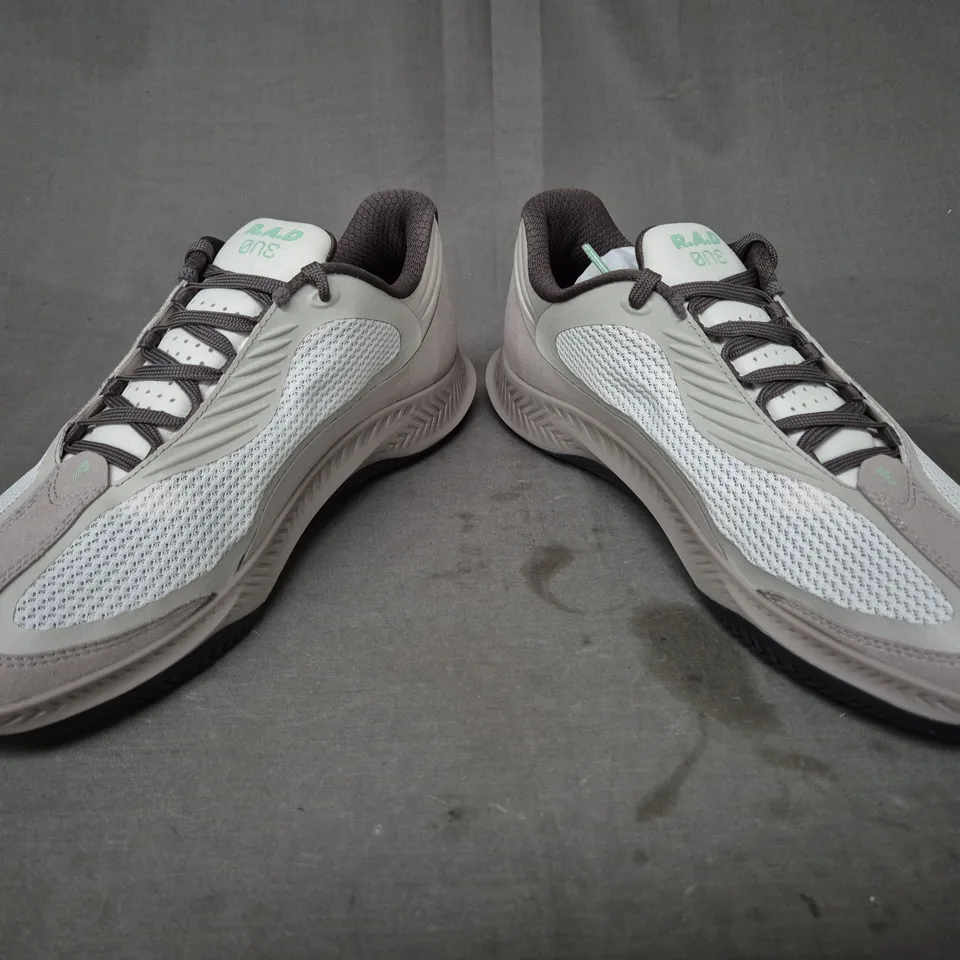 BOXED PAIR OF R.A.D ONE SHOES IN DOVE COLOUR UK SIZE 10.5