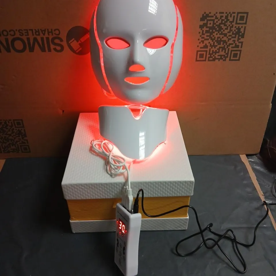 COLORFUL LED BEAUTY MASK WITH CONTROLLER – RED LIGHT FACIAL THERAPY (BOXED)