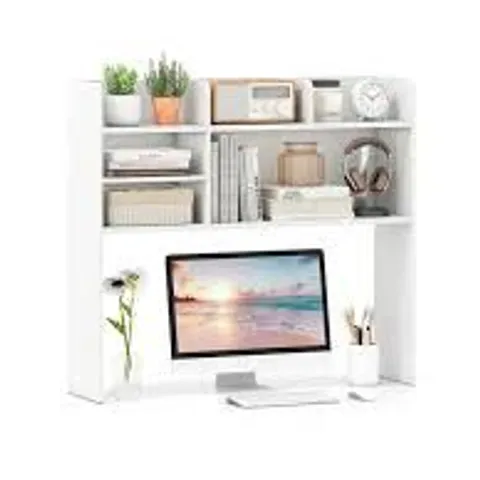 BOXED COSTWAY COSTWAY WHITE COATED DESK 94 X 24 X 85 CM WITH 6 SHELVES, 3 LEVELS