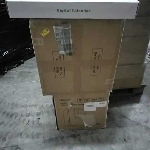 PALLET OF HOUSEHOLD ITEMS TO INCLUDE DIGITAL CALENDAR, CAT TOWER, SAFE AND OTHER ASSORTED ITEMS...