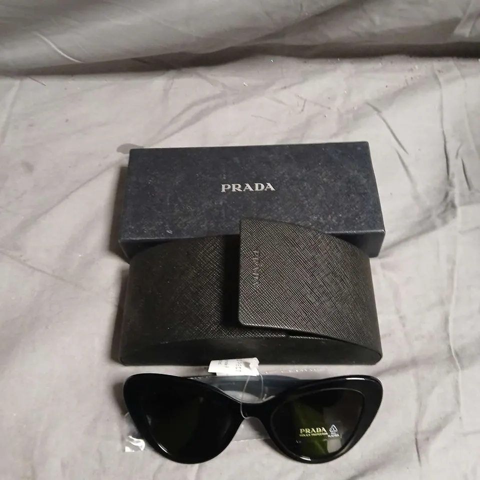 PRADA BLACK CAT-EYE SUNGLASSES WITH CASE & BOX