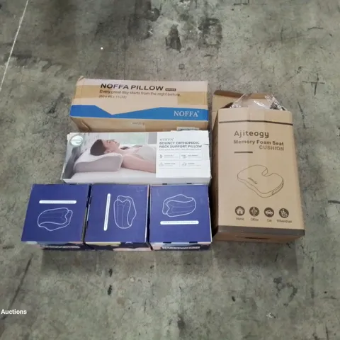PALLET OF ASSORTED BEDROOM AND COMFORT BASED PRODUCTS TO INCLUDE; PILLOWS, SUPPORT SEAT CUSHIONS AND SIMILARLY RELATED GOODS