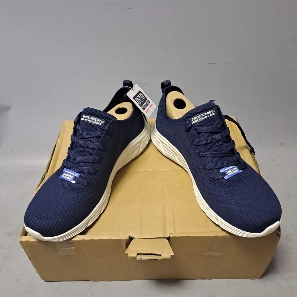 PAIR OF SKECHERS BOBS SPORT MEMORY FOAM TRAINERS IN NAVY SIZE 5