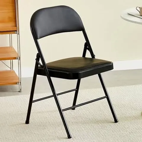 BOXED BLACK PADDED FOLDING METAL DINING CHAIR
