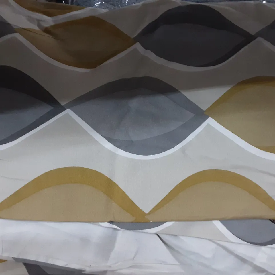 MYKAL 100% COTTON READY MADE EYELET ROOM DARKENING CURTAINS- YELLOW GREY 